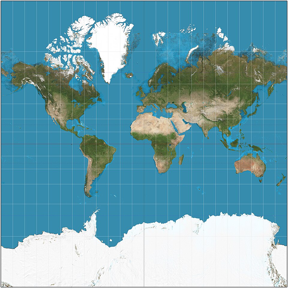 Mercator projection world map